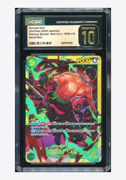 One Piece CGC 10 PRISTINE Roronoa Zoro SEC 2025 OP06-118 PRB02 Japanese - Image 1