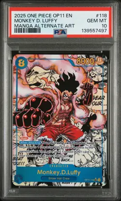 2025 ONE PIECE A FIST OF DIVINE SPEED MANGA ALTERNATE ART MONKEY D. LUFFY PSA 10 - Image 1