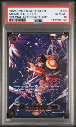 2025 ONE PIECE CARRYING ON HIS WILL SPECIAL ALT ART #119 MONKEY D. LUFFY PSA 10 - Image 1