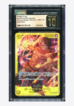 One Piece CGC 10 PRISTINE Portgas D Ace SEC 2025 OP07-119 PRB02 Japanese - Image 1