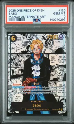 2025 ONE PIECE OP13-CARRYING ON HIS WILL MANGA ALTERNATE ART #120 SABO PSA 10 - Image 1