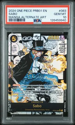 2024 One Piece PRB01 EN Manga Alternate Art #083 Sabo PSA 10 GEM MINT - Image 1