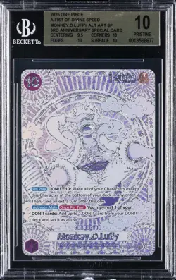 2025 ONE PIECE A FIST OF DIVINE SPEED 3RD ANNIV ALT ART MONKEY D. LUFFY BGS 10 - Image 1