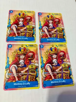 4x (Playset) Monkey.D.Luffy (2nd Anniversary Stamped ) P-043 One Piece Promo NM - Image 1