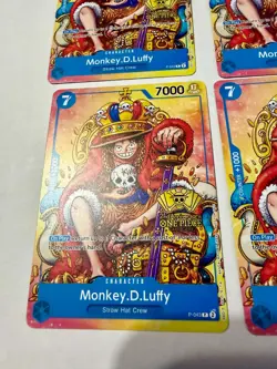 4x (Playset) Monkey.D.Luffy (2nd Anniversary Stamped ) P-043 One Piece Promo NM - Image 2
