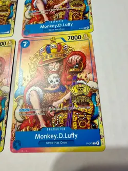 4x (Playset) Monkey.D.Luffy (2nd Anniversary Stamped ) P-043 One Piece Promo NM - Image 3