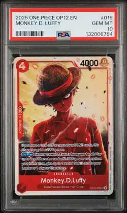 2025 ONE PIECE OP12-LEGACY OF THE MASTER #015 MONKEY D. LUFFY PSA 10 - Image 1