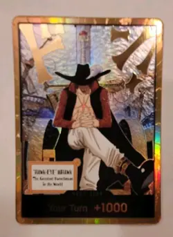 Dracule Mihawk OP14 Gold Foil Don!! Azure Sea's Seven One Piece Card English NM - Image 1