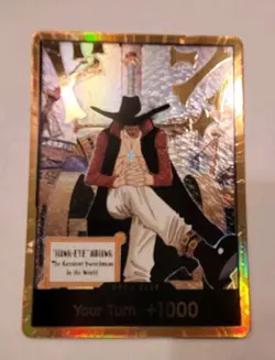 Dracule Mihawk OP14 Gold Foil Don!! Azure Sea's Seven One Piece Card English NM - Image 2
