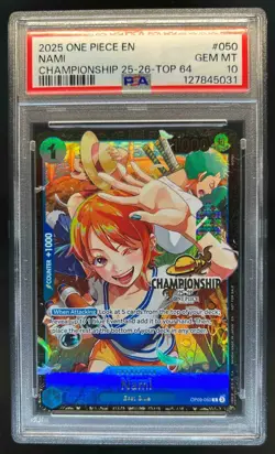 2025 One Piece Championship Top 64 Nami #050 PSA 10 GEM MINT - Image 1
