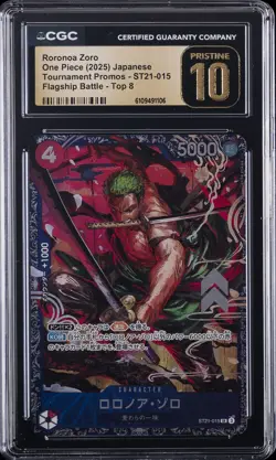 2025 ONE PIECE JPN TOURNAMENT PROMO FLAGSHIP TOP 8 RORONOA ZORO CGC 10 PRISTINE - Image 1