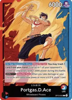 Portgas.D.Ace (002) OP13-002 Leader One Piece Card - NM English - Image 1