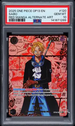 2025 ONE PIECE OP13-120 CARRYING ON HIS WILL RED MANGA ALTERNATE ART SABO PSA 10 - Image 1