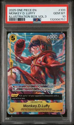 2025 ONE PIECE PROMOS ILLUSTRATION BOX VOL.3 #109 MONKEY D. LUFFY PSA 10 - Image 1