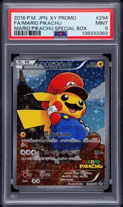 2016 POKEMON JPN XY PROMO MARIO PIKACHU SPECIAL BOX FULL ART/MARIO PIKACHU PSA 9 - Image 1