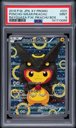 2016 POKEMON JPN XY PROMO #231 PONCHO-WEARING PIKACHU PSA 9 - Image 1
