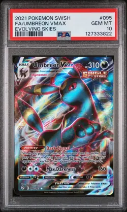 2021 Pokemon Umbreon VMAX Holo Ultra Rare TCG Card Evolving Skies 095/203 PSA 10 - Image 1
