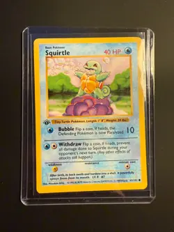 Squirtle 063/102 Base Set (Shadowless) Regular Pokemon Trading Card TCG - Image 1