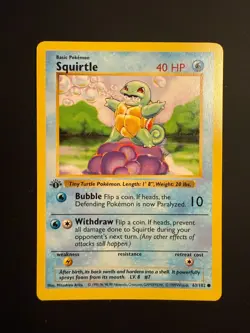 Squirtle 063/102 Base Set (Shadowless) Regular Pokemon Trading Card TCG - Image 3