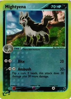Pokemon TCG Mightyena 42/109 Reverse Holo Card Ruby & Sapphire DMG - Image 1
