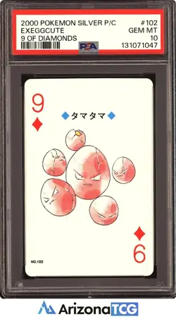 Pokemon 2000 Exeggcute #102 9 Of Diamonds Silver Playing Card Japanese PSA 10 - Image 1