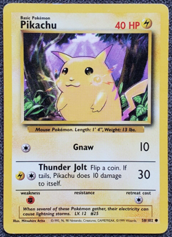 Yellow Cheeks Pikachu - Base Set - #58/102 - Vintage Pokemon Card 1999 WOTC - Image 1