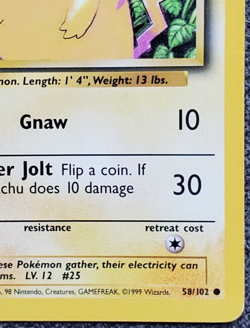 Yellow Cheeks Pikachu - Base Set - #58/102 - Vintage Pokemon Card 1999 WOTC - Image 4