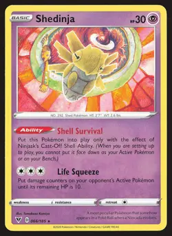 SWSH04: Vivid Voltage Shedinja #066/185 Rare Pokemon Card - Image 1