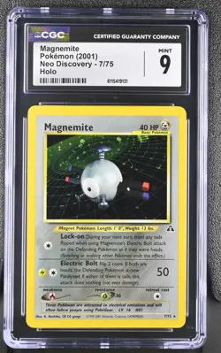 CGC 9 MINT Magnemite 2001 Neo Discovery 7/75 Holo Pokemon Card - Image 1