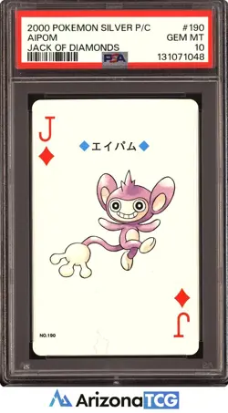 Pokemon 2000 Aipom #190 Jack Of Diamonds Silver Playing Card Japanese PSA 10 - Image 1