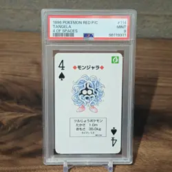 1996 POKEMON RED BACK PLAYING POKER CARD #114 TANGELA 4 OF SPADES PSA 9 - Image 1