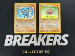 1999 Base Set Vintage Pokemon 2 Card Lot: Holo 1st Edition Machamp & Hitmonchan - Image 1