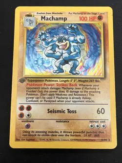 1999 Base Set Vintage Pokemon 2 Card Lot: Holo 1st Edition Machamp & Hitmonchan - Image 2