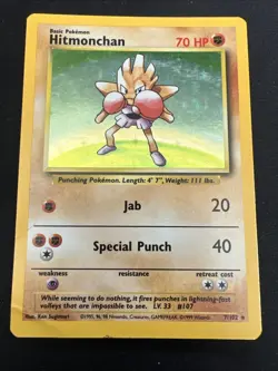 1999 Base Set Vintage Pokemon 2 Card Lot: Holo 1st Edition Machamp & Hitmonchan - Image 4