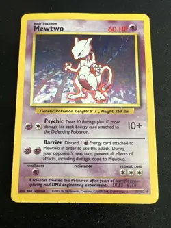 1999 Base Set Vintage Pokemon 2 Card Lot: Holo 1st Edition Machamp & Mewtwo - Image 2