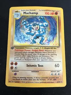 1999 Base Set Vintage Pokemon 2 Card Lot: Holo 1st Edition Machamp & Mewtwo - Image 4