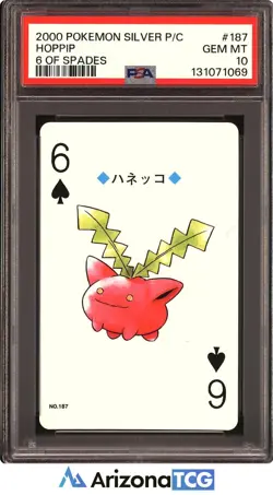 Pokemon 2000 Hoppip 187 6 Of Spades Pokemon Silver Playing Card Japanese PSA 10 - Image 1
