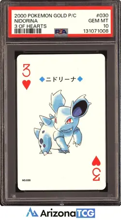Pokemon 2000 Nidorina #030 3 Of Hearts Pokemon Gold Playing Card Japanese PSA 10 - Image 1
