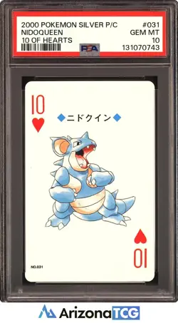 Pokemon 2000 Nidoqueen 031 10 Of Hearts Silver Playing Card Japanese PSA 10 - Image 1