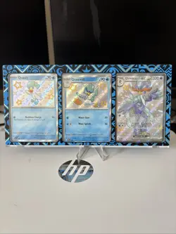 Pokemon Paldean Fates Quaxly, Quaxwell, Quaquaval Ex Cards With Display Case - Image 1