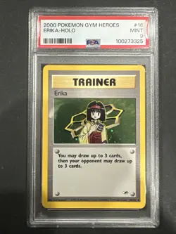 Erika Holo English Gym Heroes 16/132 PSA 9 Pokemon Card Mint - Image 1