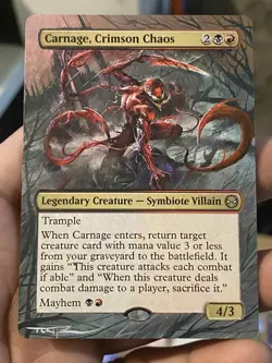 Carnage Crimson Chaos MTG Marvels Spider-Man Hand Painted Full Altered Art Tentz - Image 2