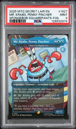 2025 MTG SECRET LAIR DROP #1927 MR. KRABS, PENNY PINCHER PSA 9 - Image 1