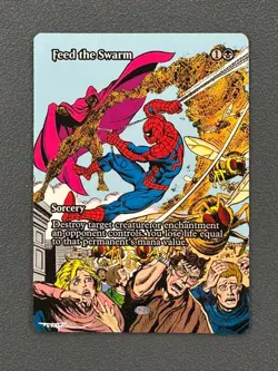 Feed the Swarm #16 MTG Marvel Universe Hand Painted Borderless Altered Art Tentz - Image 1