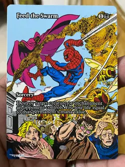 Feed the Swarm #16 MTG Marvel Universe Hand Painted Borderless Altered Art Tentz - Image 2