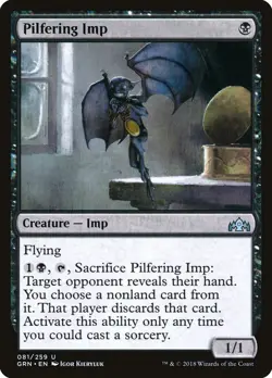Pilfering Imp 81 GRN Ravnica MTG 2018 Uncommon Kieryluk Black Discard Flying NM - Image 1