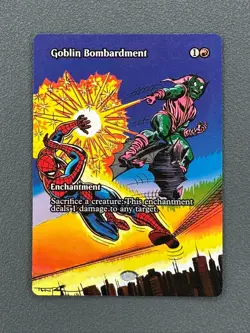 Goblin Bombardment MTG Marvel Universe Hand Painted Borderless Altered Art Tentz - Image 1