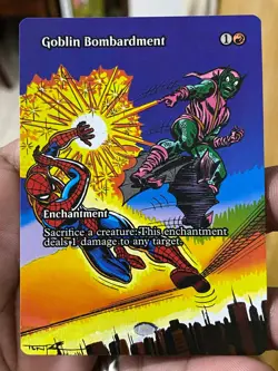 Goblin Bombardment MTG Marvel Universe Hand Painted Borderless Altered Art Tentz - Image 2