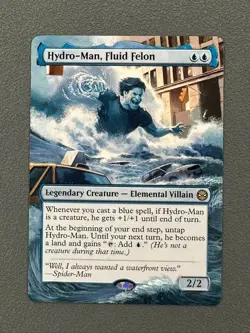 Hydro-Man Fluid Felon MTG Marvels Spider-Man Hand Borderless Painted Altered Art - Image 1