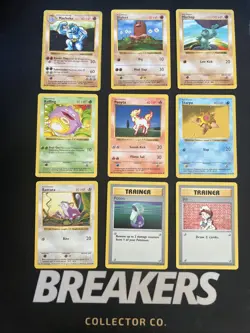 Base Set Vintage Shadowless Pokemon 9 Card Lot - Machoke, Staryu & Bill - Image 1
